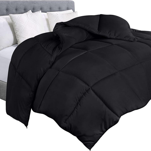 Utopia Bedding Comforter Duvet Insert, Quilted Comforter with Corner Tabs, Box Stitched Down Alternative Comforters King Size (Black, Pack of 3)