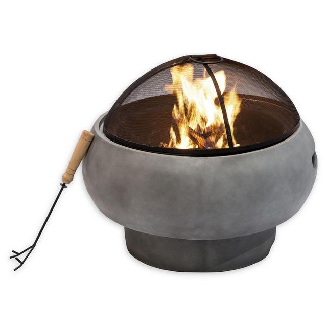 Peaktop Round Concrete Wood-Burning Fire Pit in Grey