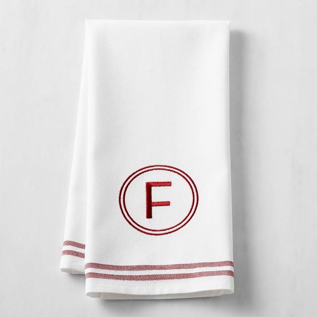 Red Embroidered Monogram Towel, F
