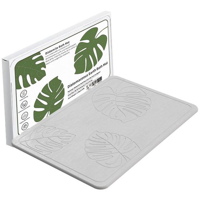 Yuanjimi Stone Bath Mats, Diatomaceous Earth Bath Mat Non-Slip Highly Absorbent Quick Drying Diatomite Shower Mat Bathroom Accessory for Home Spa (23.4 X 15.6 Inches) Grey