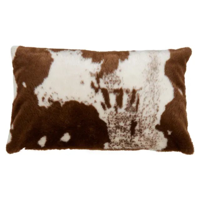 Saro Lifestyle Urban Faux Cowhide Down Filled Throw Pillow, Brown, 14" x 22"
