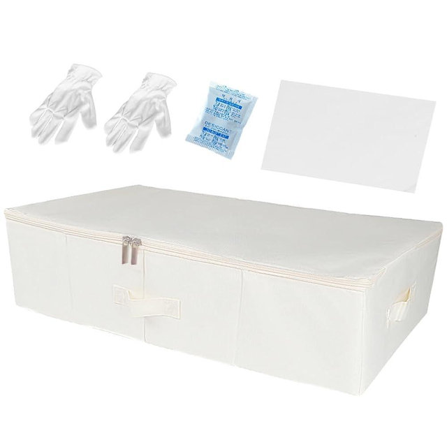 DIPSEOI Wedding Dress Storage Box: Dresses Preservation Bag with 30Pcs Acid-free Tissue Paper & Microfiber Gloves