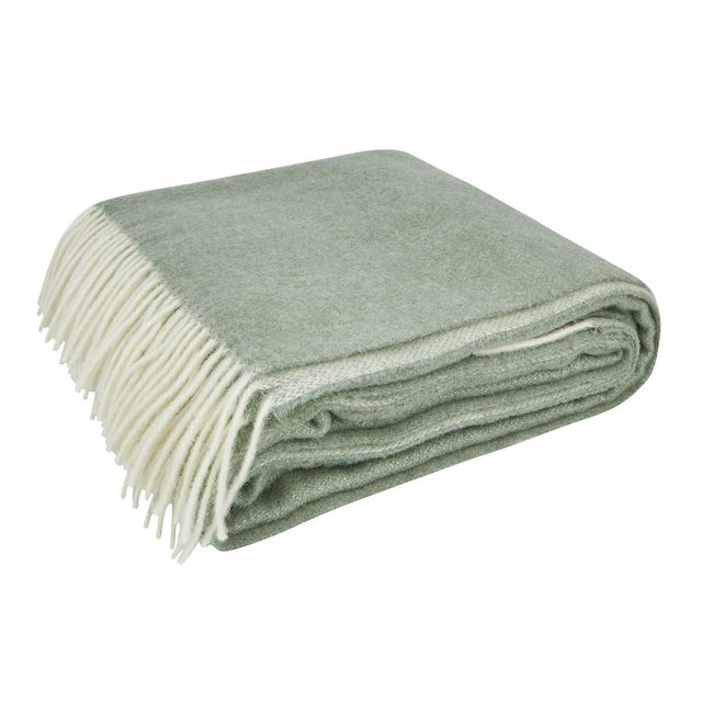 Cozy Blankets | Wool Blanket/Throw | 100% New Zealand Wool | Perfect for Home and Outdoors | Virgin Wool Blanket with Fringes 55"x79"(140 x 200 cm) (Green)
