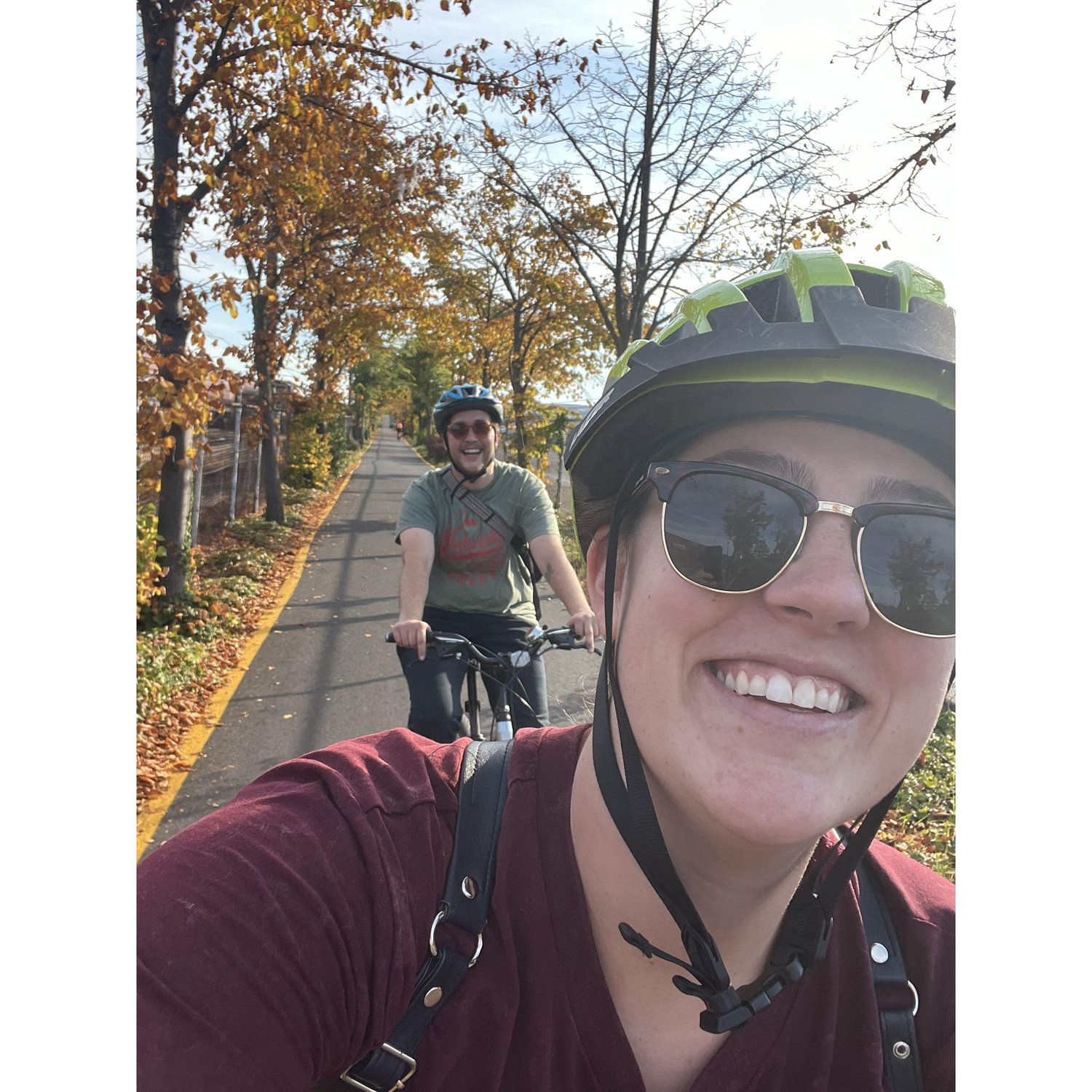Biking on our favorite Elliott Bay Trail in Seattle, WA. October 2024