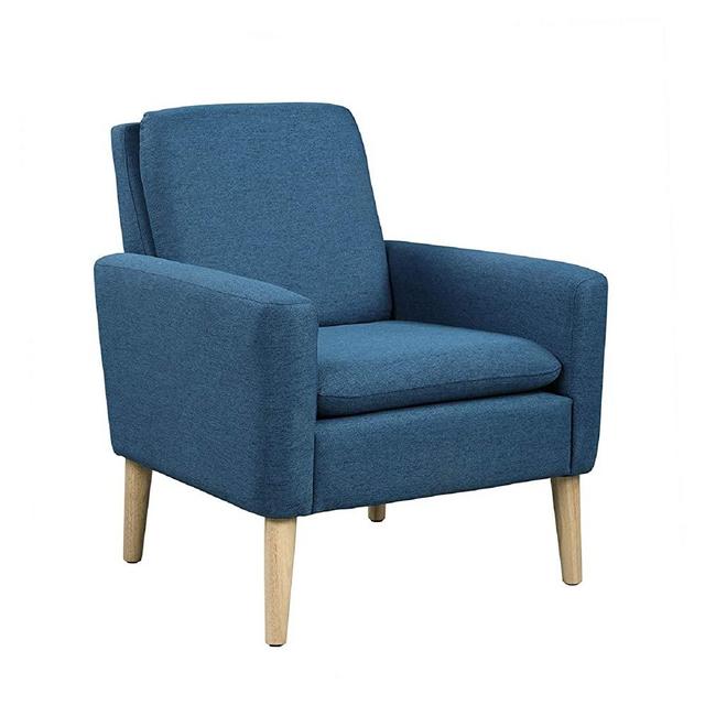 Lohoms Modern Accent Fabric Chair Single Sofa Comfy Upholstered Arm Chair Living Room Furniture (Blue)