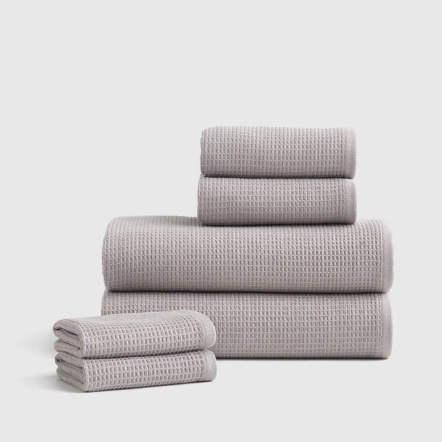 Turkish Waffle Terry Bath Towel Bundle in Grey