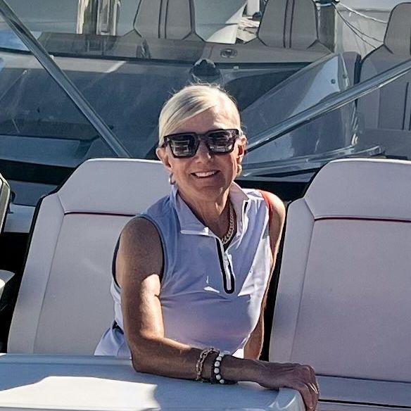 Jean on Peter and Tamara's boat.  Thad gets seasick on the dock.