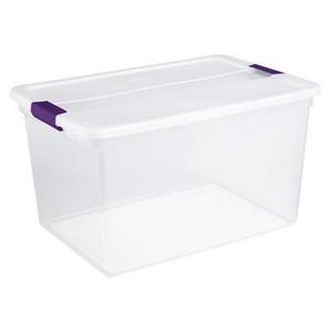Sterilite 66 Qt ClearView Latch Box Clear with Purple Latches
