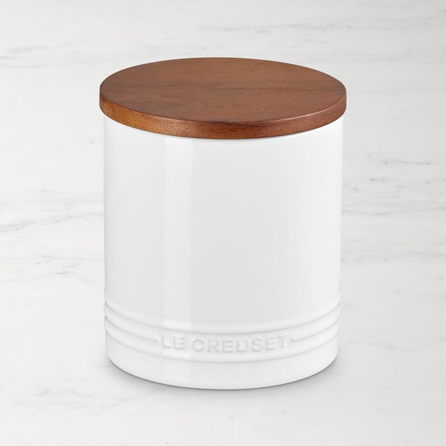 Le Creuset Signature Canister with Wood Lid 1.2-Qt., White