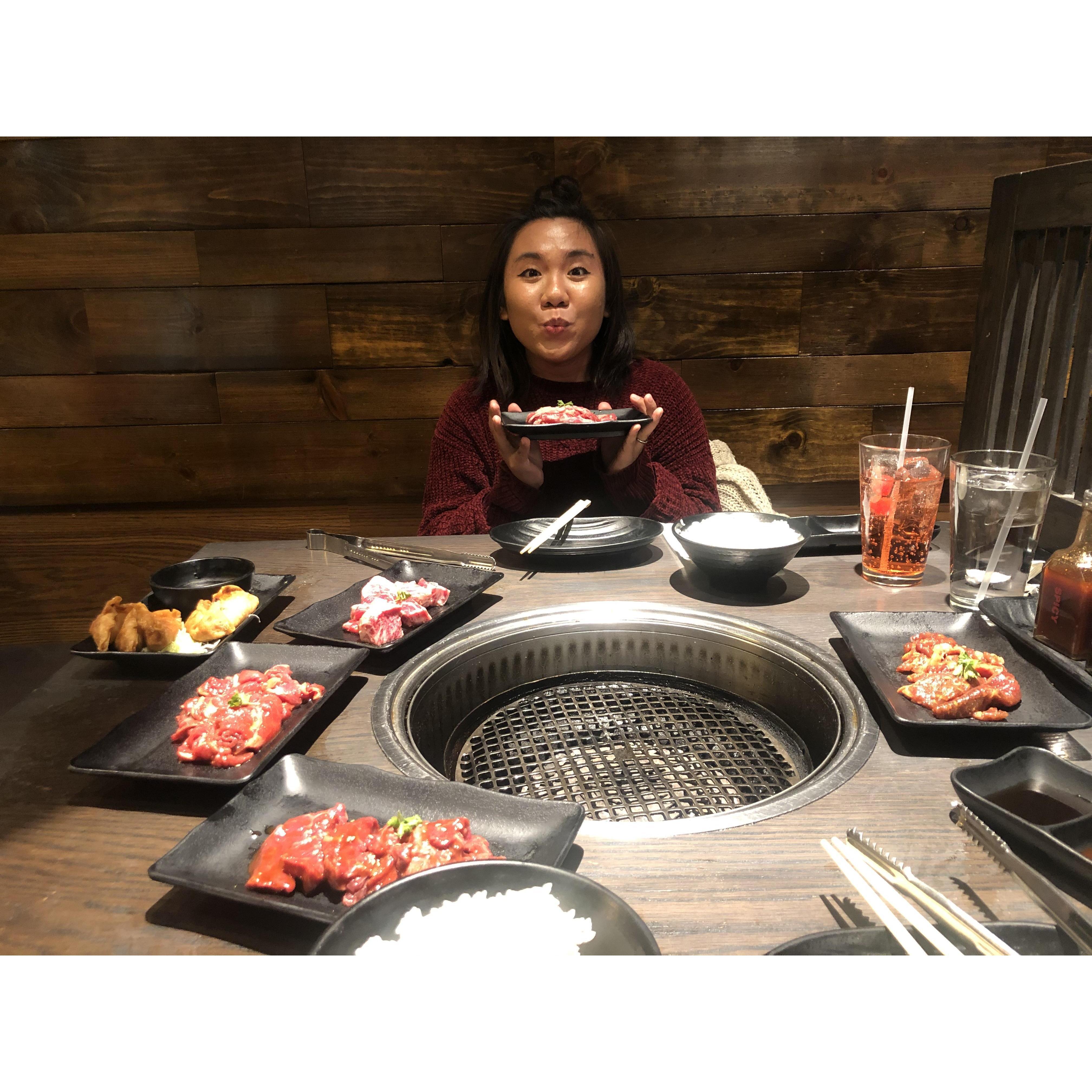 Our first anniversary dinner. Yroll's first time having Japanese bbq. February 3rd, 2020.
