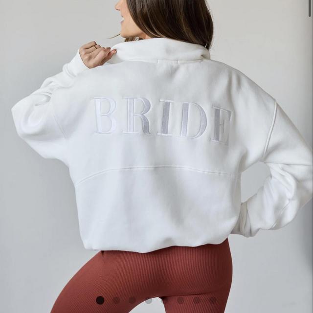 Bride Statement Quarter Zip Sweatshirt - White
