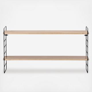 2-Tier Metal and Wood Wall Shelf