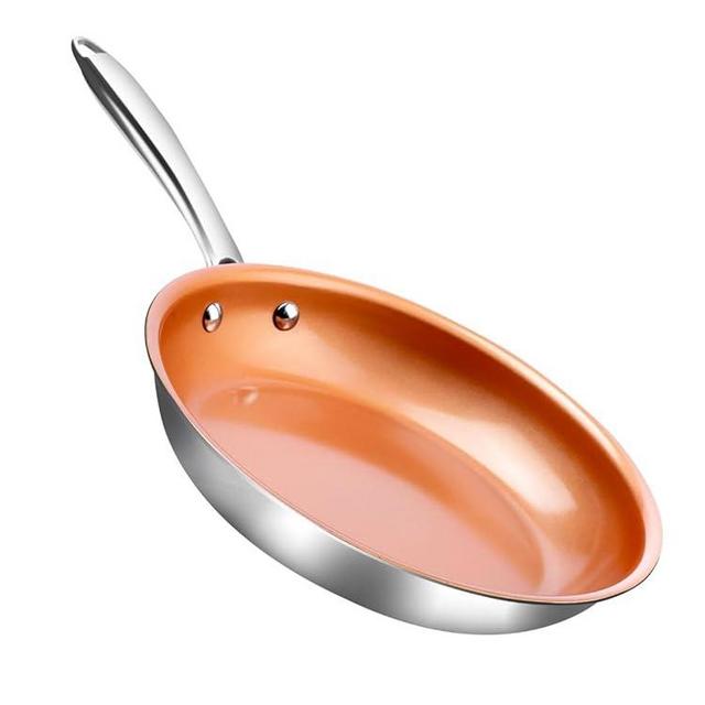 GOTHAM STEEL Stainless Steel Premium 11” Frying Pan, Triple Ply Reinforced with Super Nonstick Ti- Cerama Copper Coating and Induction Capable Encapsulated Bottom – Dishwasher Safe