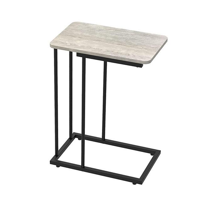Anyhi End Table, C Shaped Snack SideTable with Metal Frame,Coffee TV Tray Laptop Side Desk Besides Couch Table for Living Room or Bedroom Grey Oak