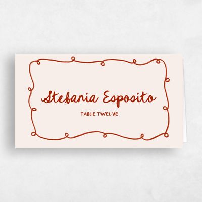 Dark Red Wedding Place Card - Fairuza