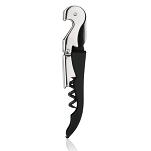 True TrueTap Double Hinged Waiter’s Corkscrew, Black Wine Bottle Opener with Foil Cutter, Wine Key