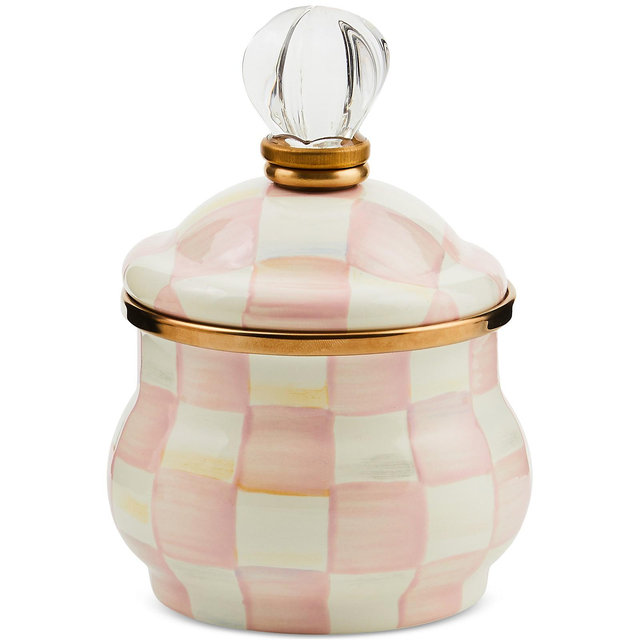 Mackenzie-Childs Rosy Check Lidded Sugar Bowl