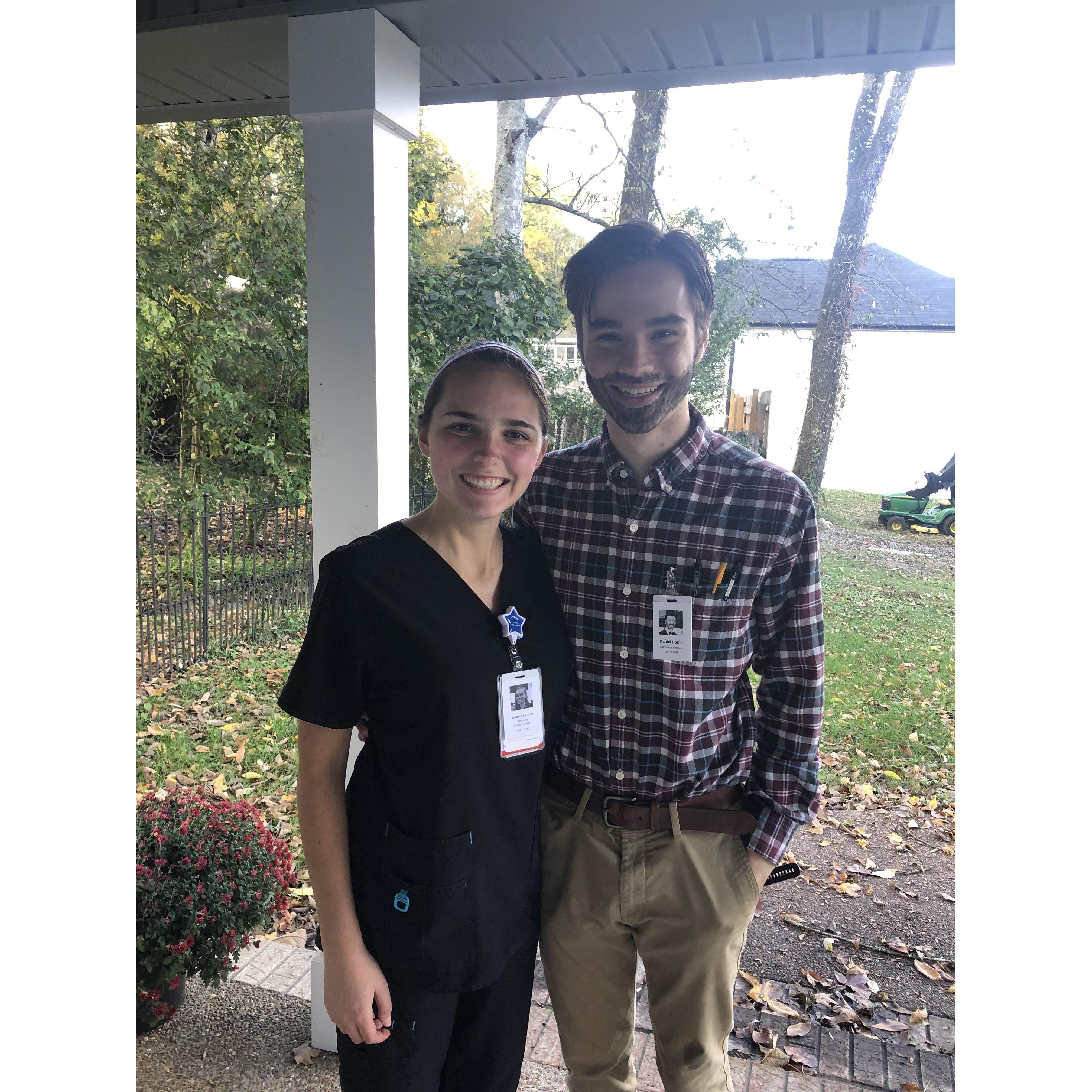 Dressed up as some of our friends for our first Halloween together (Oct. 21)