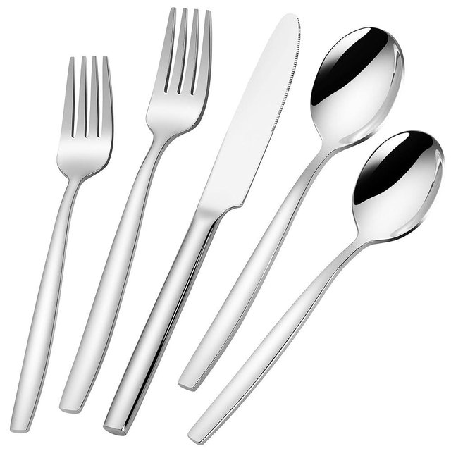 18/10 Stainless Steel Silverware Set for 8, 40 Pieces Minimalist Flatware Set, Dishwasher Safe Silverware, Modern Korean Soup Spoon Knife and Fork Set