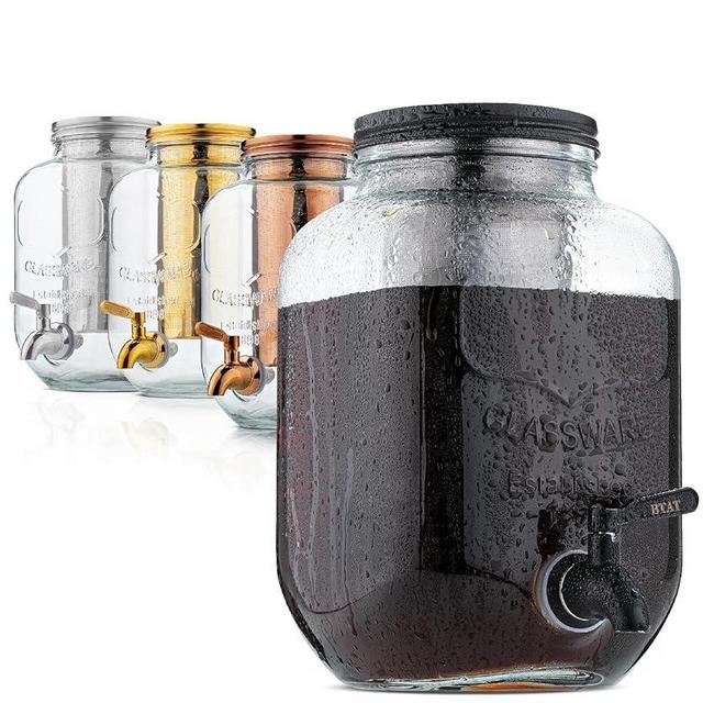 BTaT- Cold Brew Coffee Maker, 1 Gallon, Black, Mason Jar Cold Brew Maker, Cold Brewer Coffee Maker, Cold Brew Mason Jar Coffee Maker, Cold Brew Tea Maker, Iced Coffee Maker, Coffee Cold Brew Maker