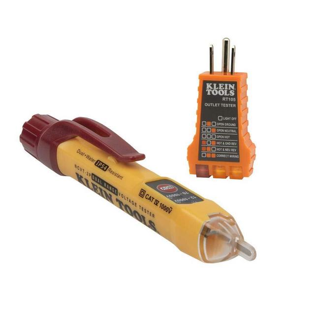 Klein Tools NCVT2PKIT Non-Contact Voltage Tester with Receptacle Tester, 12-48V AC or 48-1000V AC Dual Range for Broad Application