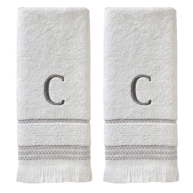 SKL HOME by Saturday Knight Ltd. Casual Monogram Hand Towel Set, C, 16x26, White 2 Pack