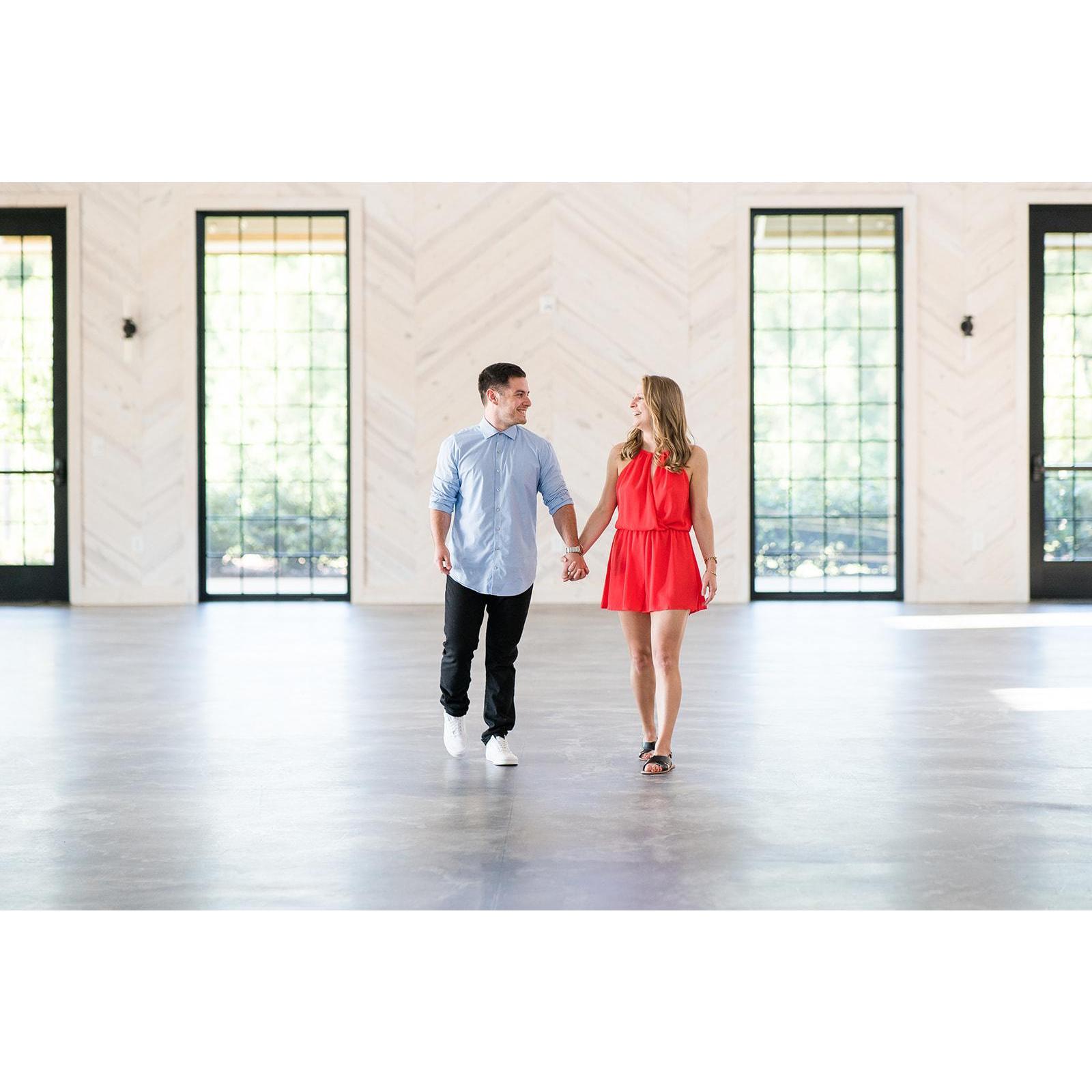 Walking in front of where we'll say "I do."