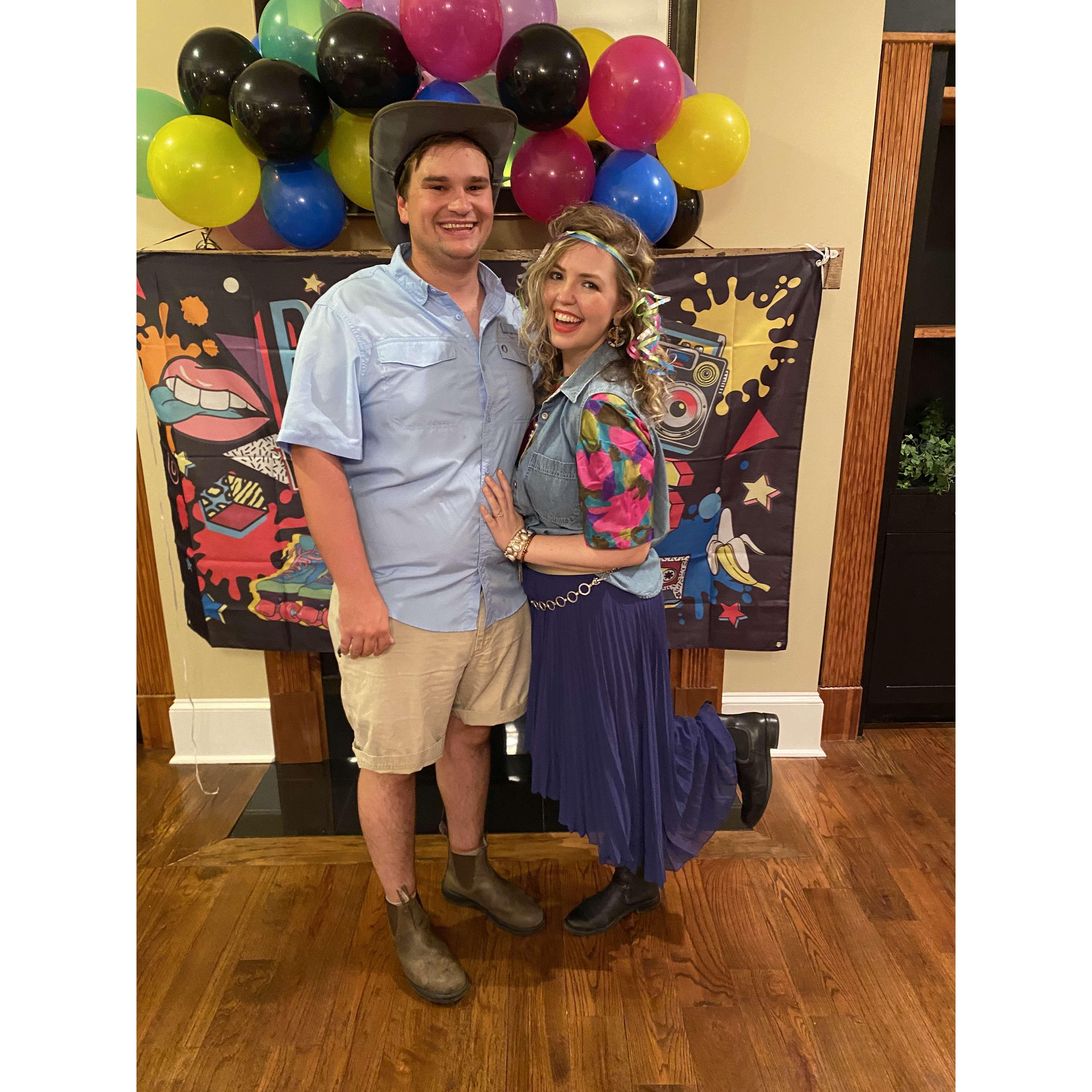 We got dressed up in our 80s best for our Sunday School Murder Mystery Party in July 2022. Turns out Allison was the murderer and Ben was the victim!