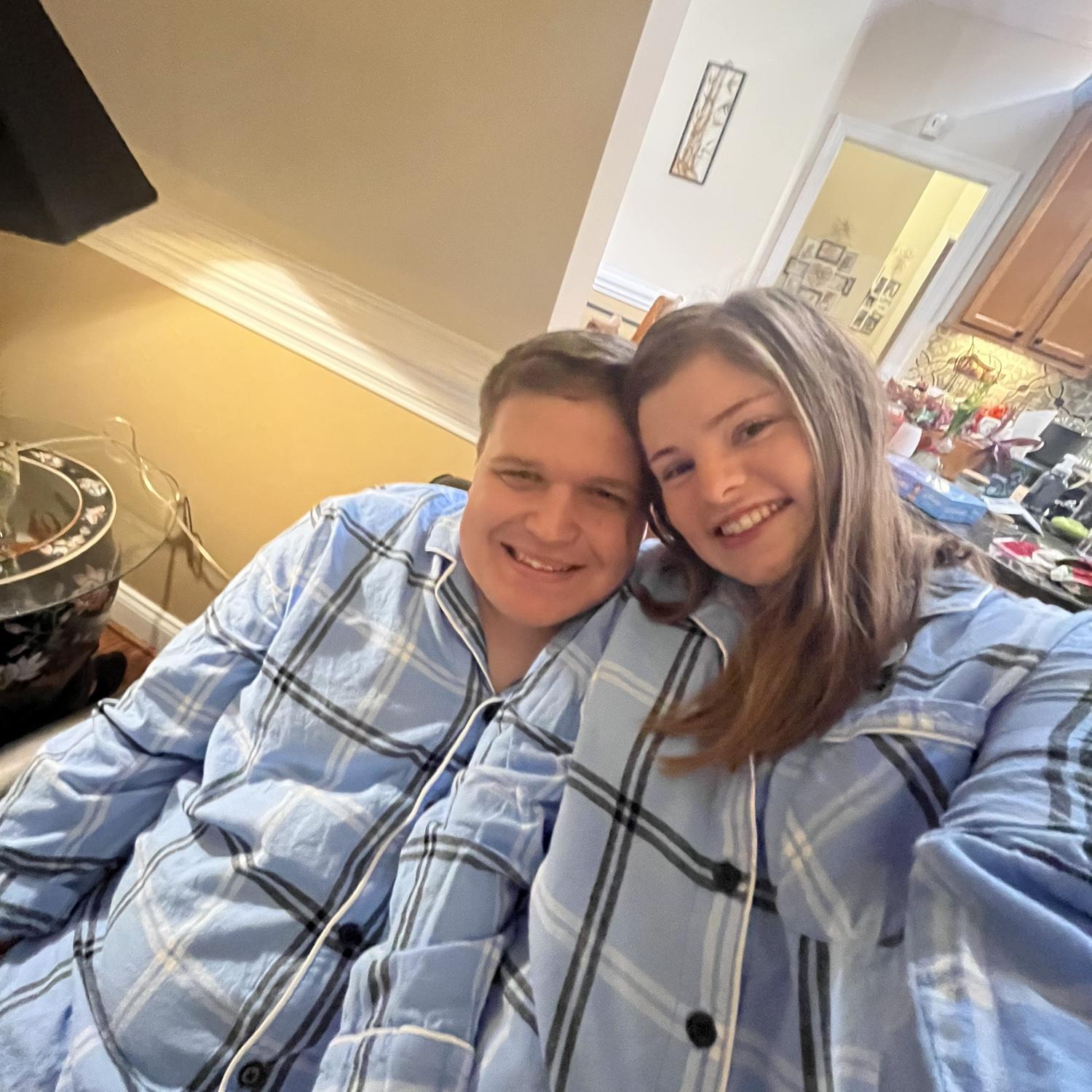 Winter 2023: We celebrated our first Christmas together and New Years with Sydney’s family in matching pajamas.