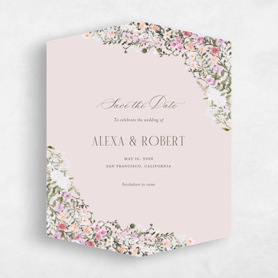 Pink Diamond Wedding Save the Date - Garden Gate Portrait
