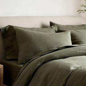 KING European Linen Duvet Cover Set in Dusty Olive