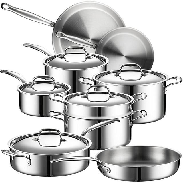 Legend 5-Ply Stainless Steel Cookware Set | MultiPly SuperStainless 14-Piece Professional Home Chef Grade Clad Pots & Pans Sets | All Surface Induction & Oven Safe | Premium Gifts for Men & Women