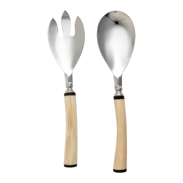 Salad Servers with White Bone Handle