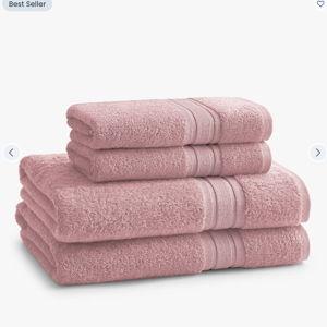 Turkish Cotton 4-Piece Bath & Hand Towel Set - Blush