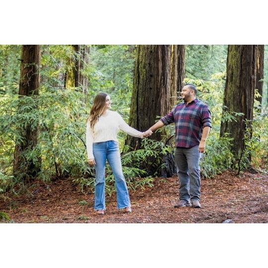Some of our engagement photos taken at Joaquin Miller Park in Oakland.
