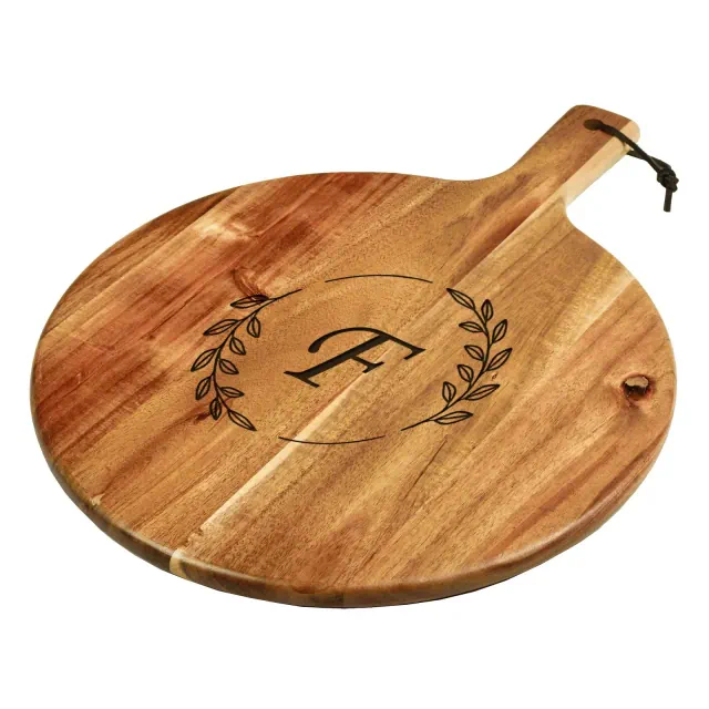 Picnic at Ascot Personalized Round Acacia Charcuterie Board