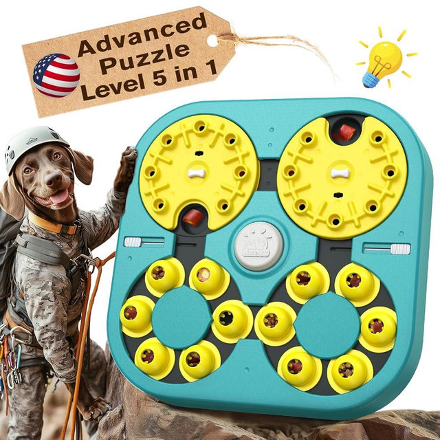 KADTC U.S. Brand & Design -5 Levels of Challenge -6 Ways to Play - Large Size Advanced Dog Puzzle Toy for Small/Medium/Large Smart Dogs Hard/Difficult Puzzles Toys Mental Stimulation Thanksgiving Toys
