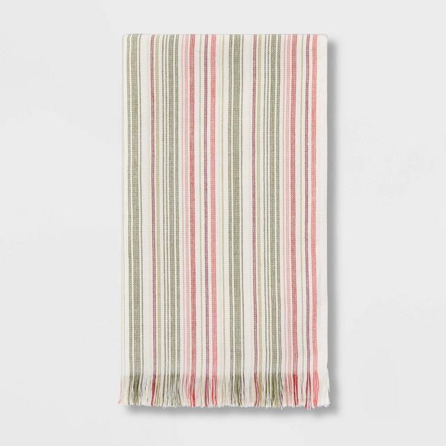 Merry Striped Holiday Flat Woven Hand Towel Green/Red/White - Threshold™