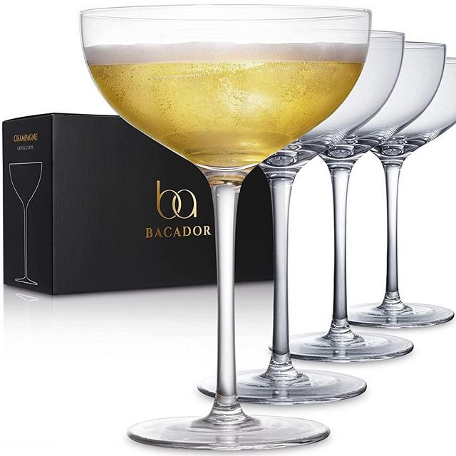 Champagne Coupe Glasses Set of 4 - Elegant Cocktail Coupe, Ideal for serving Martini, Gimlet and Manhattan - High Clarity Lead Free Crystal Glassware - Excellent Addition to Your Home Bar - 11.5 oz