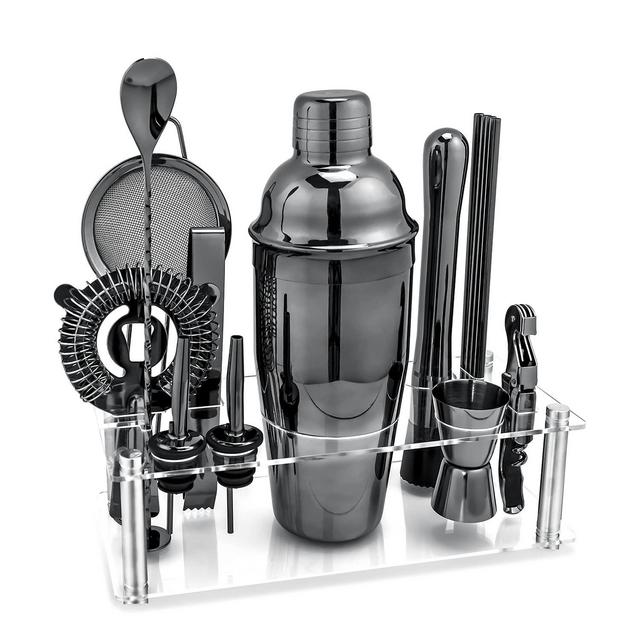 VG Cocktail Shaker Set Bartender kit with Stand (BLACK)