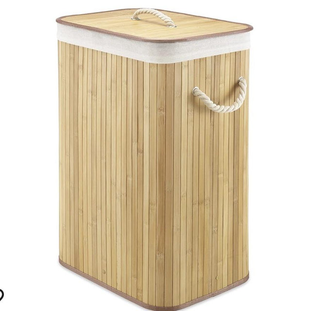 Whitmor Laundry Hamper with Rope Handles Bamboo, 12.25x16.25x23.375, Natural Stain 6277-6702
