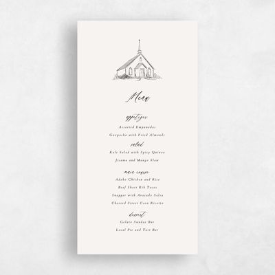 Beige Elegant Wedding Menu - Chapel
