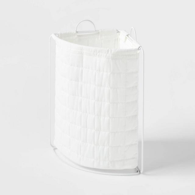 Quilted Collapsible Corner Hamper White - Pillowfort™