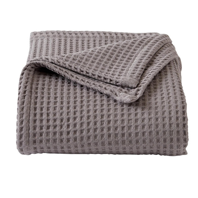 Market & Place 100% Cotton Waffle Weave Bed Blanket Full/Queen Charcoal