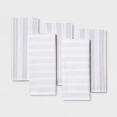5pc Kitchen Towels White/Silver - Threshold™