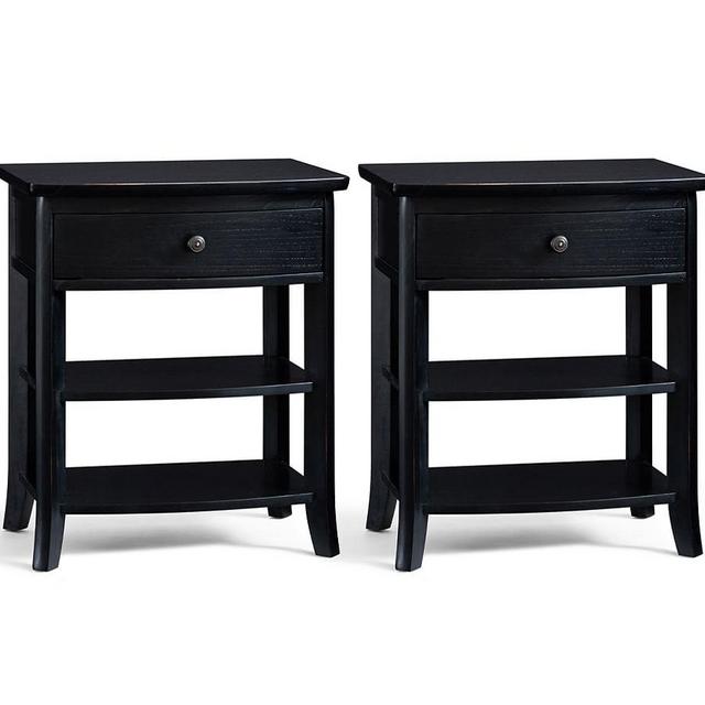 Chloe 24" Nightstand, Black, Set of 2
