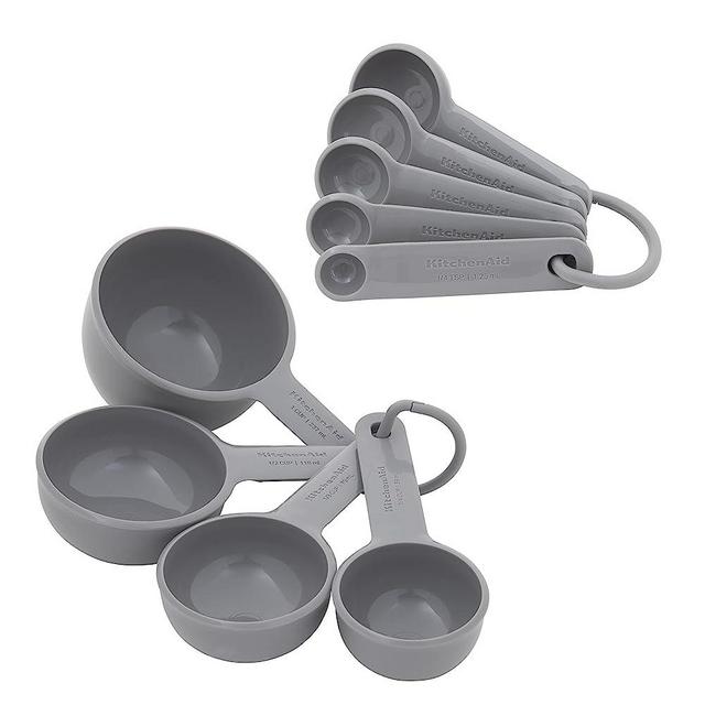 KitchenAid Universal Measuring Cup and Spoon Set, 9 Piece, Gray