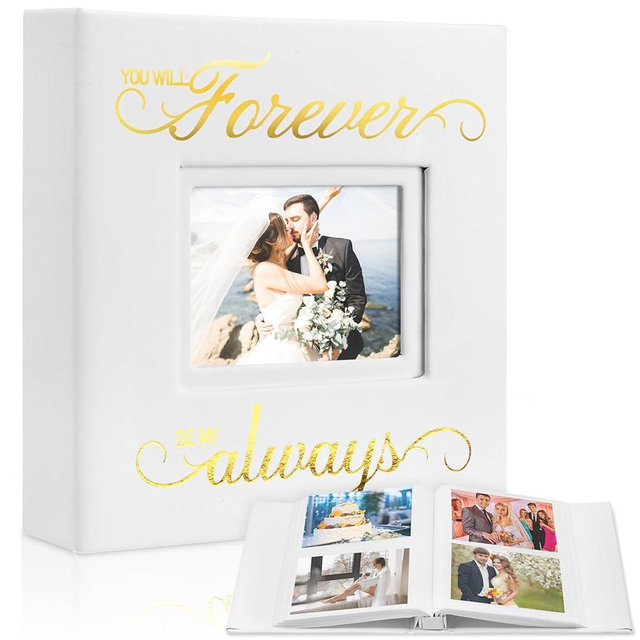 Dunzoom Wedding Photo Album Holds 200 Pcs 4 x 6 Inch Leather Our Wedding Photo Album with Front Window Memory Album Scrapbook Mr and Mrs Gifts Wedding Gifts for Couple Newlyweds