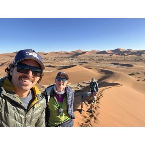 Walking up Big Daddy Dune in Namibia