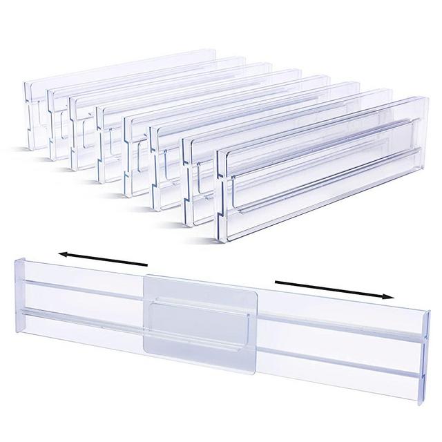 4ct mDesign Plastic Stackable Kitchen Storage Organizer with Drawer 4 Pack, Clear